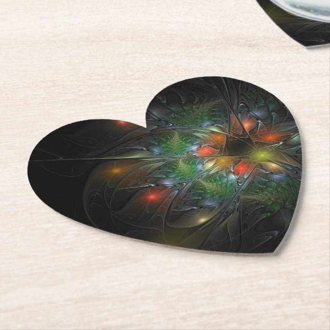Soft and tenderness fractal fantasy flowers paper coaster (Angled)