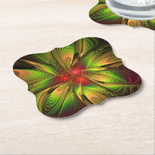 Soft and tenderness fractal fantasy flowers paper coaster