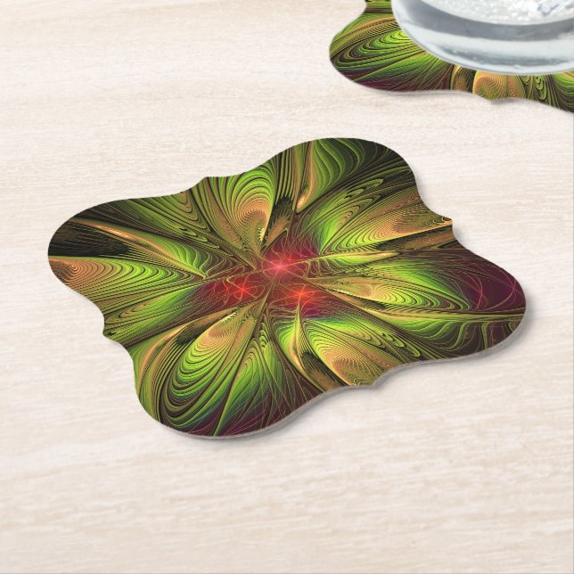 Soft and tenderness fractal fantasy flowers  paper coaster (Angled)