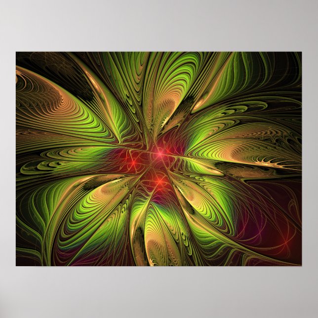 Soft and tenderness fractal fantasy flowers poster (Front)