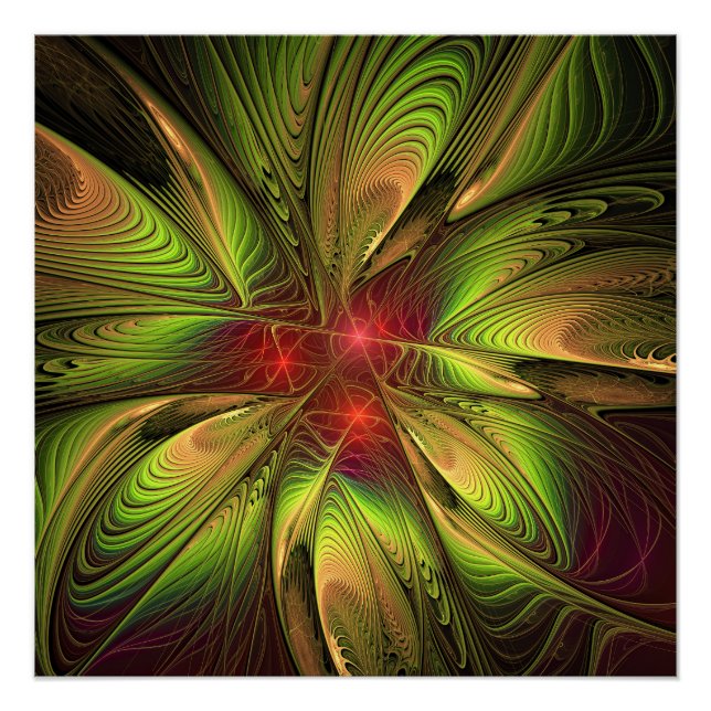 Soft and tenderness fractal fantasy flowers poster (Front)