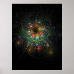 Soft and tenderness fractal fantasy flowers  poster