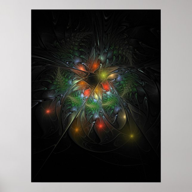 Soft and tenderness fractal fantasy flowers  poster (Front)