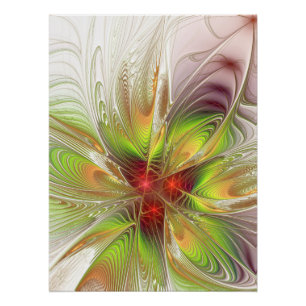 Soft and tenderness fractal fantasy flowers poster