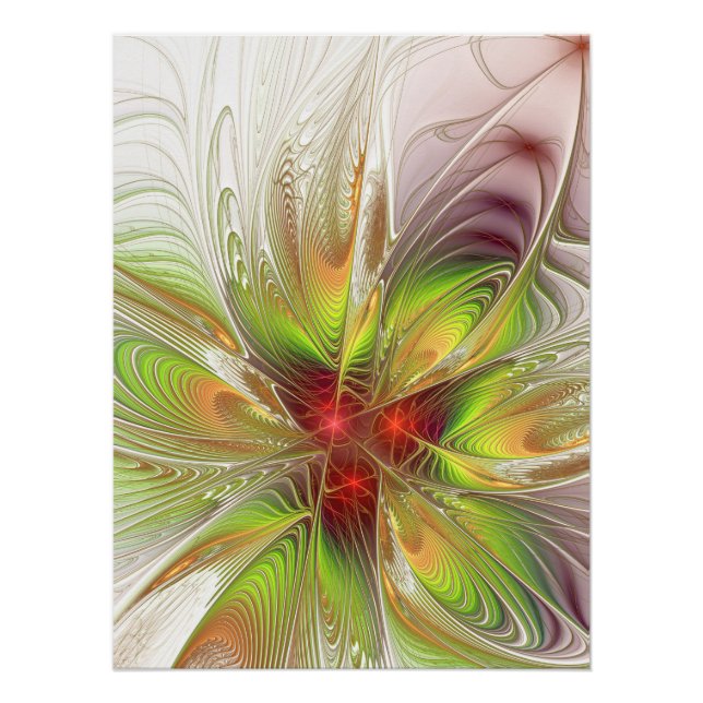 Soft and tenderness fractal fantasy flowers poster (Front)