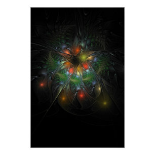 Soft and tenderness fractal fantasy flowers poster