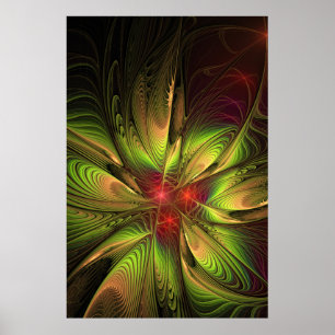 Soft and tenderness fractal fantasy flowers poster