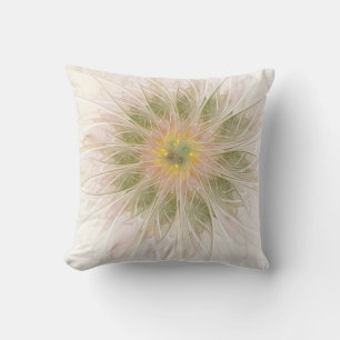 Soft and tenderness fractal fantasy flowers throw pillow