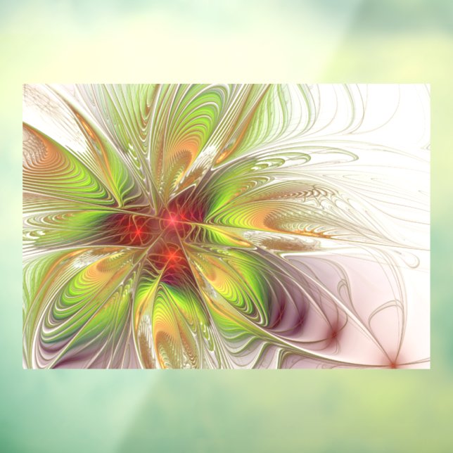 Soft and tenderness fractal fantasy flowers window cling (Sheet 3)