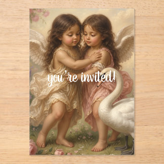 soft angel cherub girls’ birthday invitation