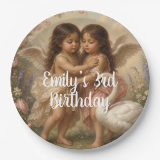 soft angel cherub girls’ birthday || paper plates