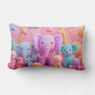Soft animals in pastel colours lumbar pillow