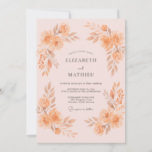 Soft Apricot Peony Wedding Invitation