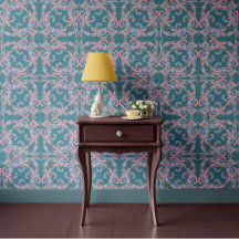 Soft Aqua Blue Baroque Ornamental Design