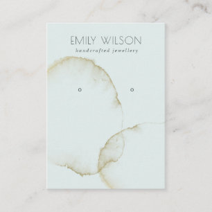 SOFT AQUA BLUE GOLD ABSTRACT EARRING DISPLAY LOGO BUSINESS CARD