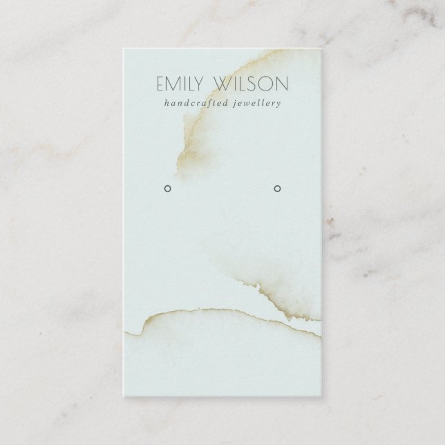 SOFT AQUA BLUE GOLD ABSTRACT EARRING DISPLAY LOGO BUSINESS CARD (Front)