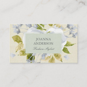 SOFT AQUA BLUE GREEN WATERCOLOR FLORAL BUSINESS CARD