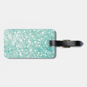 Soft Aqua Bokeh Glitter Sparkles Luggage Tag