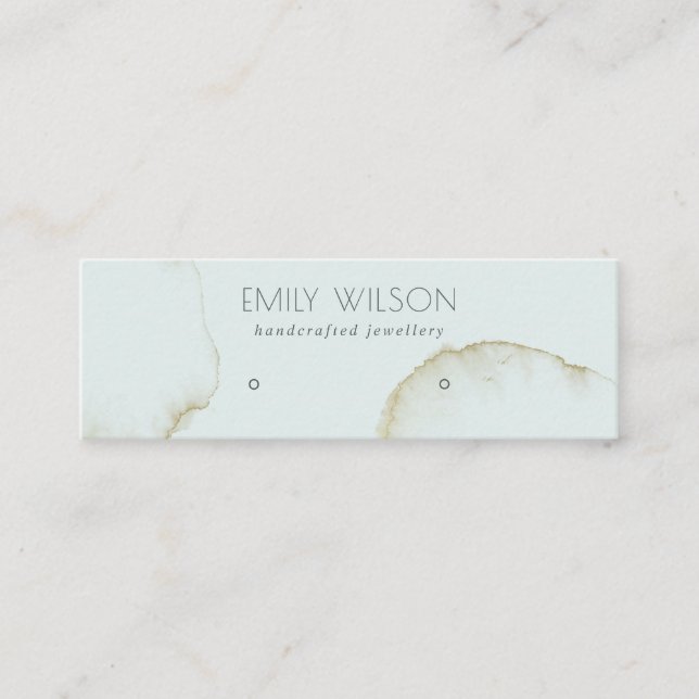 SOFT AQUA GOLD ABSTRACT STUD EARRING DISPLAY LOGO MINI BUSINESS CARD (Front)