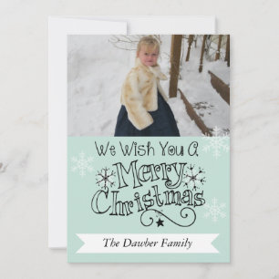 Soft Aqua Joyeux Noël Photo Carte de vacances