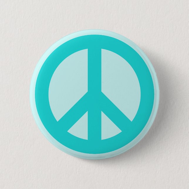 Soft Aqua Peace Symbol 2 Inch Round Button (Front)