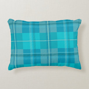 Soft Aqua Teal Green Plaid Aesthetic Accent Pillow