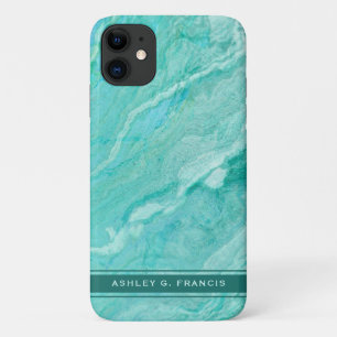 Soft Aqua, Turquoise and Green Agate iPhone 11 Case