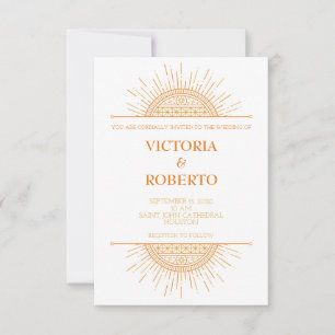 Soft art deco wedding invitation