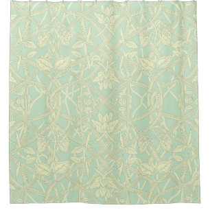 Soft Art Nouveau Botanical Lattice in Mint Blue