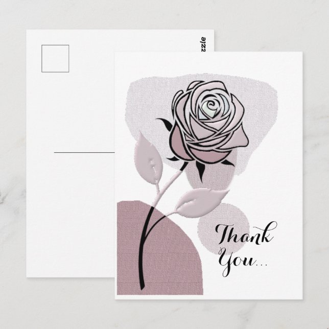 Soft Artistic Lavander Rose Thank You  Postcard (Front/Back)