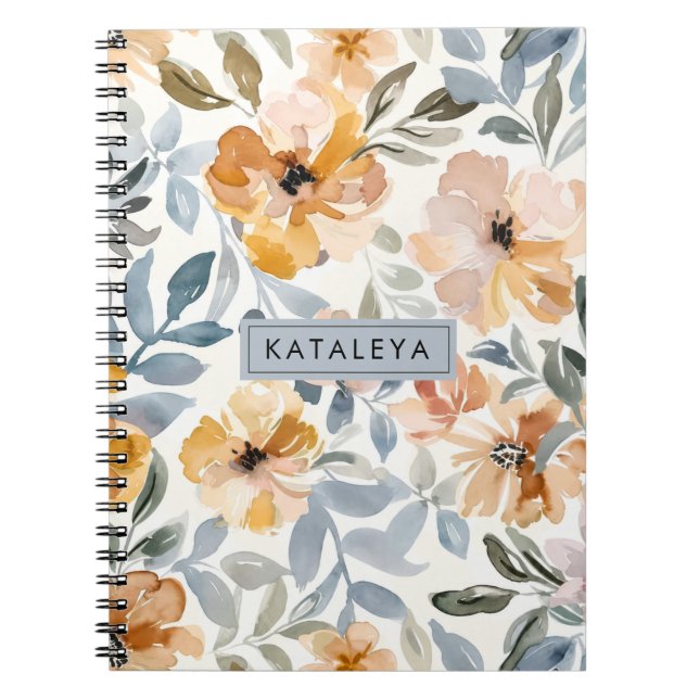 Soft Autumn Floral Personalized Notebook (Front)