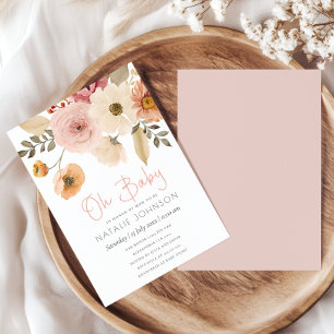 Soft Autumn Spring Floral Girl Baby Shower Invitation