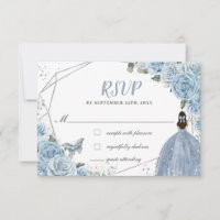 Soft Baby Blue Floral Roses Quinceañera Princess