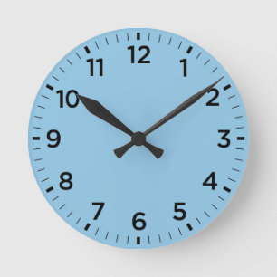Soft Baby Blue Gloss Minimalist Wall Clock