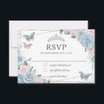 Soft Baby Blue Pink Floral Roses Quinceañera  RSVP Card<br><div class="desc">Personalize these chic rsvp cards with your details easily and quickly,  simply press the customise it button to further re-arrange and format the style and placement of the text. (c) The Happy Cat Studio</div>
