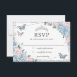 Soft Baby Blue Pink Floral Roses Quinceañera  RSVP Card<br><div class="desc">Personalize these chic rsvp cards with your details easily and quickly,  simply press the customise it button to further re-arrange and format the style and placement of the text. (c) The Happy Cat Studio</div>