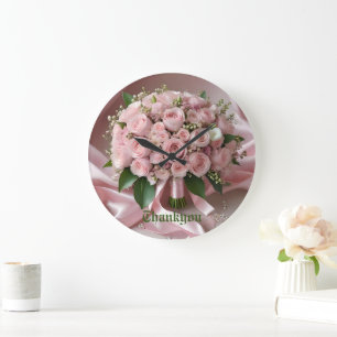 Soft Baby Blush Pink Rose Wedding Bouquet, Large Clock