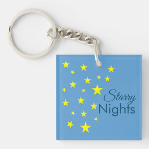 Soft Baby Picton Blue With Golden Stars Keychain