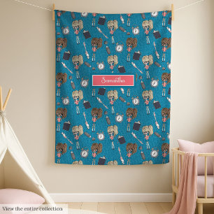 Soft back to school fleece for trendy little girl blanket