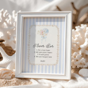 Soft Beach Bridal Shower Flower Bar Poster