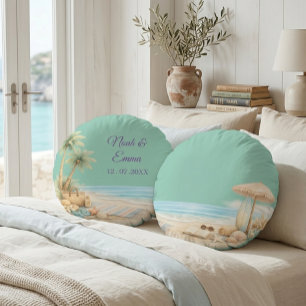 Soft Beach Tone Custom Beech Soft Elegant Dreamy  Round Pillow