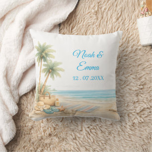 Soft Beach Tone Custom Guest Book Elegant Dreamy Throw Pillow