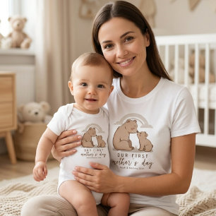 Soft Bear Baby Mom Love First Mothers Day Design Bodysuit