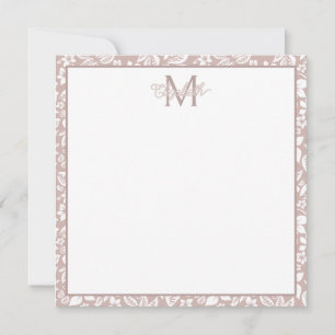 Soft Beige and White Floral Monogram Card