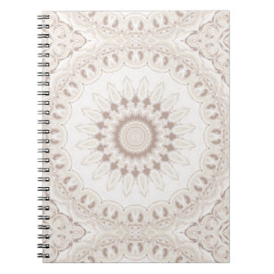 Soft Beige and White Mandala Medallion Notebook