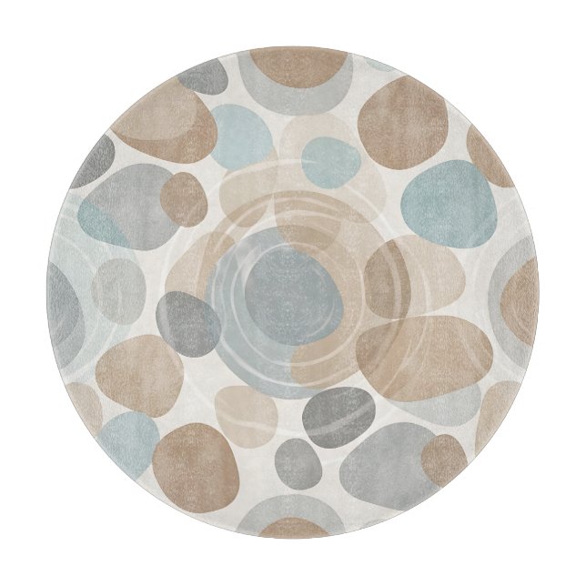 Soft Beige Blue Grey Minimalist Overlapping  Cutting Board (Front)