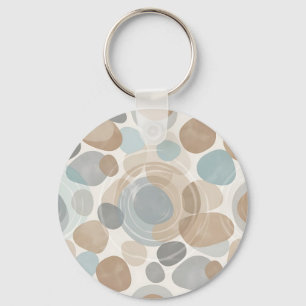 Soft Beige Blue Grey Minimalist Overlapping Keychain