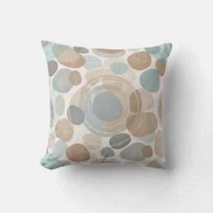 Soft Beige Blue Grey Minimalist Overlapping Throw Pillow