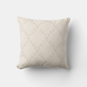 Soft Beige Boho Floral Trellis Pattern Throw Pillow