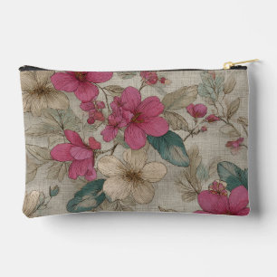 Soft Beige Botanical Accessory Pouch